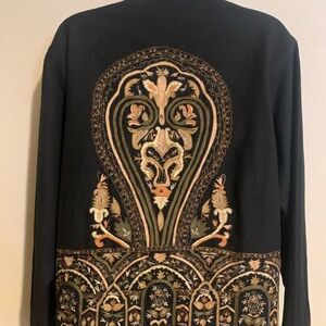 Chico's Black and Gold Embroidered Blazer